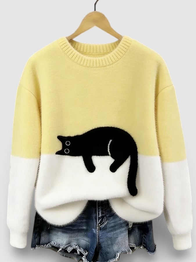 Luna Cat Print Sweater