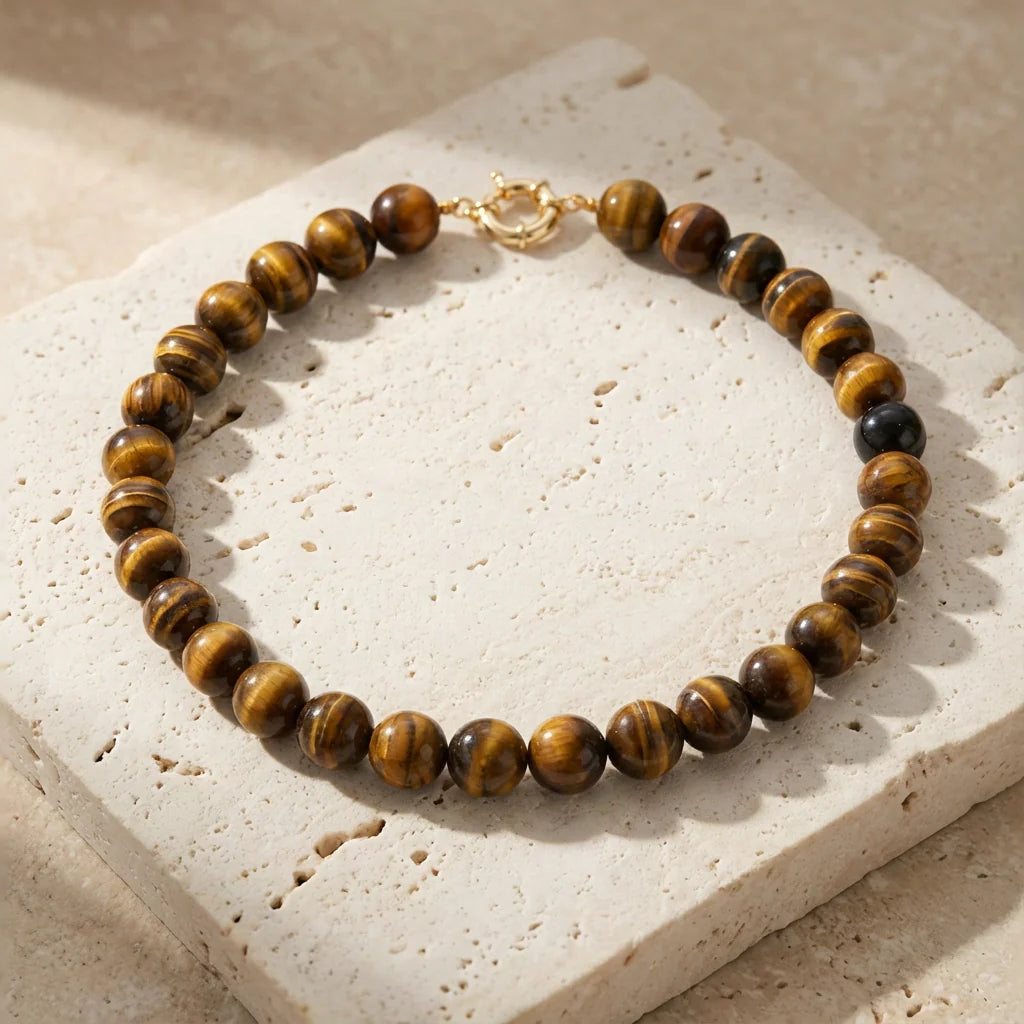 Hazel | Bold Tigers Eye Necklace & Earrings (set of 2)
