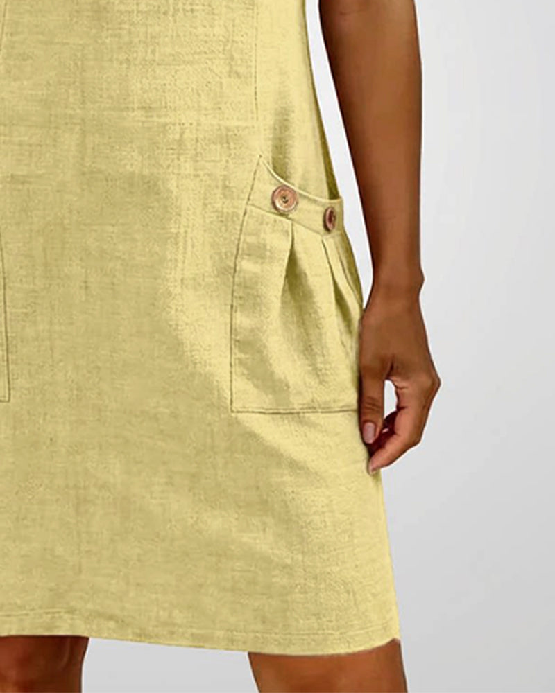 Cotton Zipper Pocket Dress