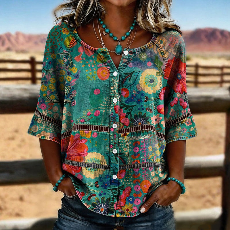 Vintage Floral Print Shirt