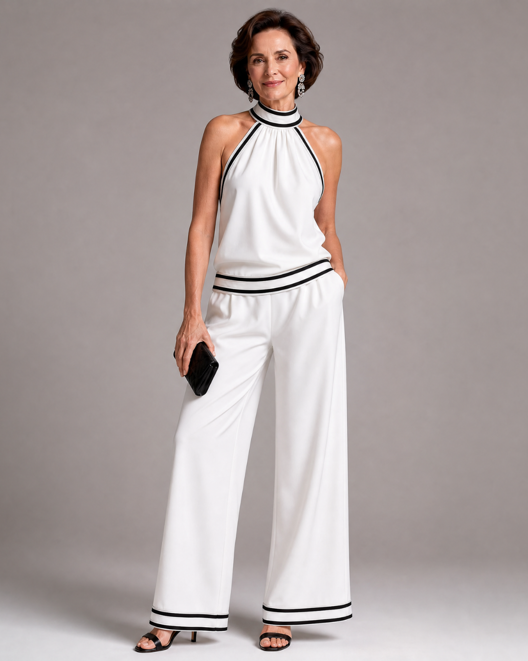 Zephyrine | Jumpsuit with Contrast Trim and Wide Leg