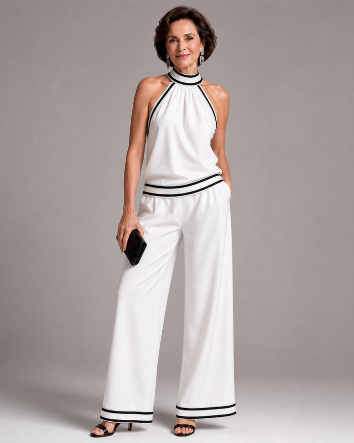 Zephyrine | Jumpsuit with Contrast Trim and Wide Leg