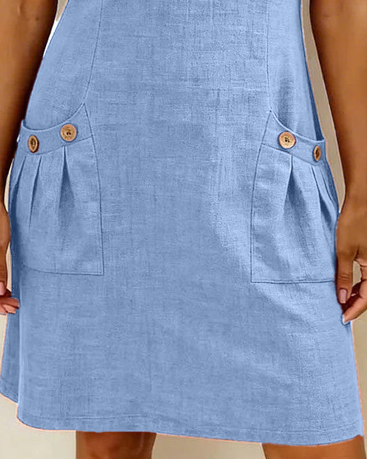 Cotton Zipper Pocket Dress