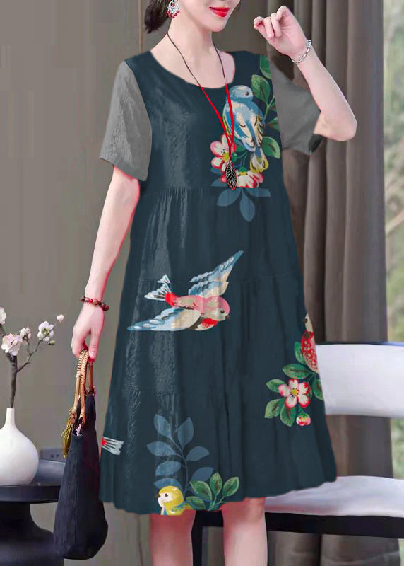 Red Print Cotton Halter Neck Dress