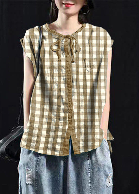 Black-Green Patchwork Ruffle Top Made from Organic Cotton with Short Sleeves