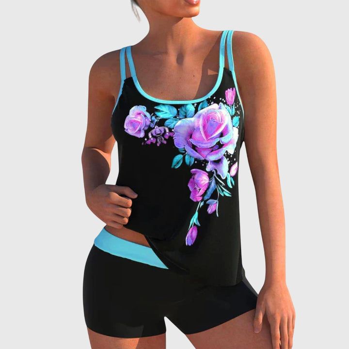 Flower | Floral Tankini with Shorts, with Flat Belly Effect