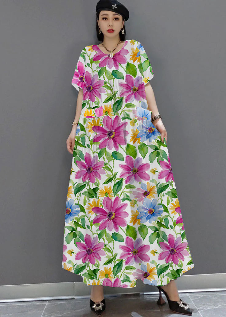 Yellow Print Satin Maxi Dress