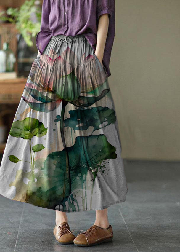 Light Purple Patchwork Tie-Waist Skirt