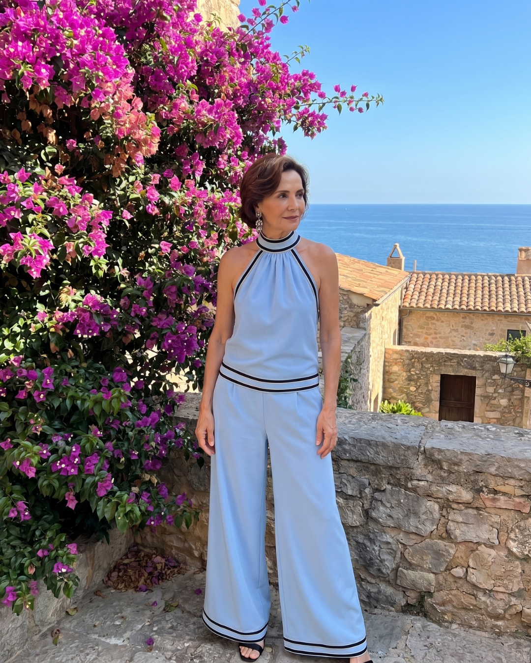 Zephyrine | Jumpsuit with Contrast Trim and Wide Leg