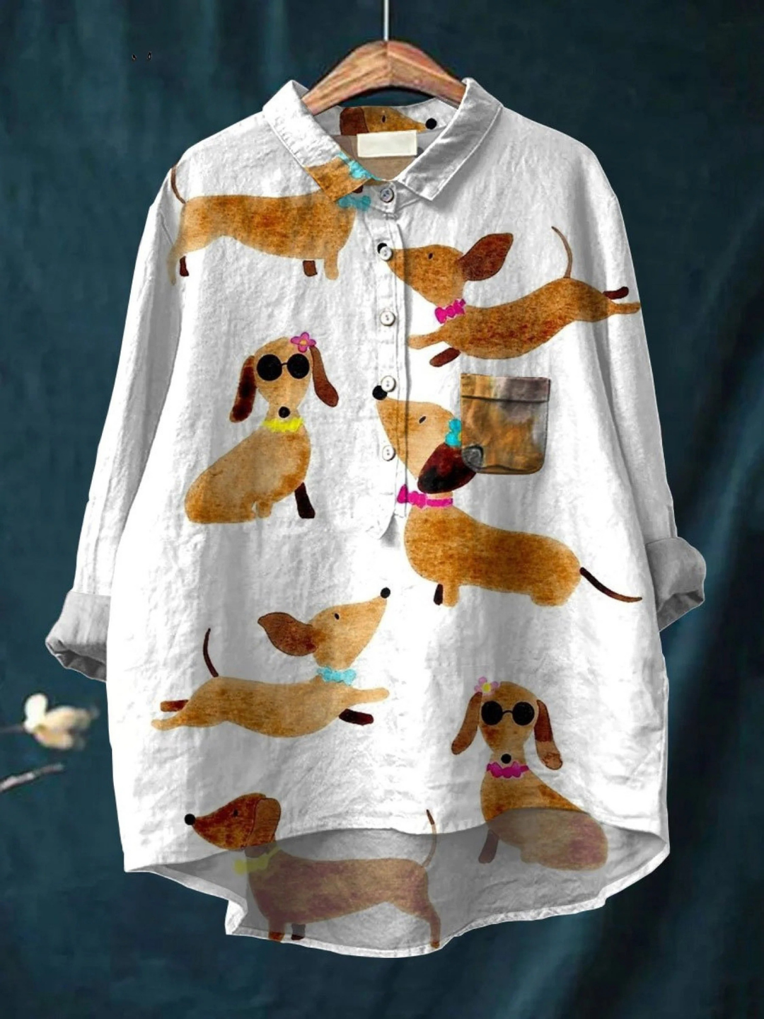 Allyson | Cute Dog Dachshund Art Print Blouse
