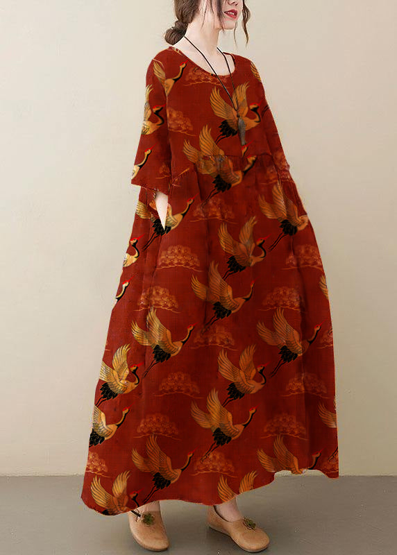 Yellow O-Neck Pocket Summer Dress