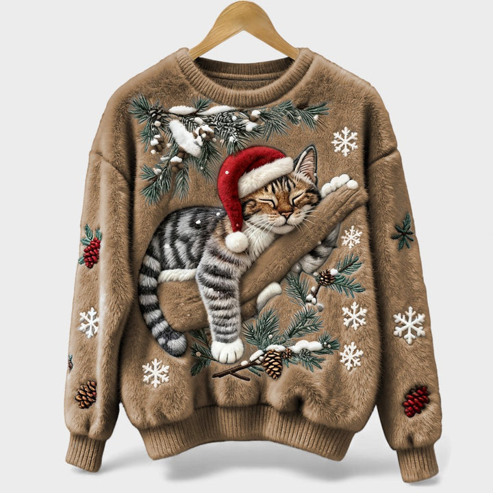 Cat Print Knit Sweater