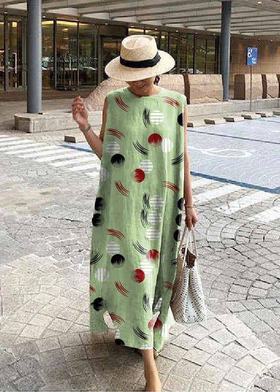 Khaki Side-Open Linen Cotton Dress