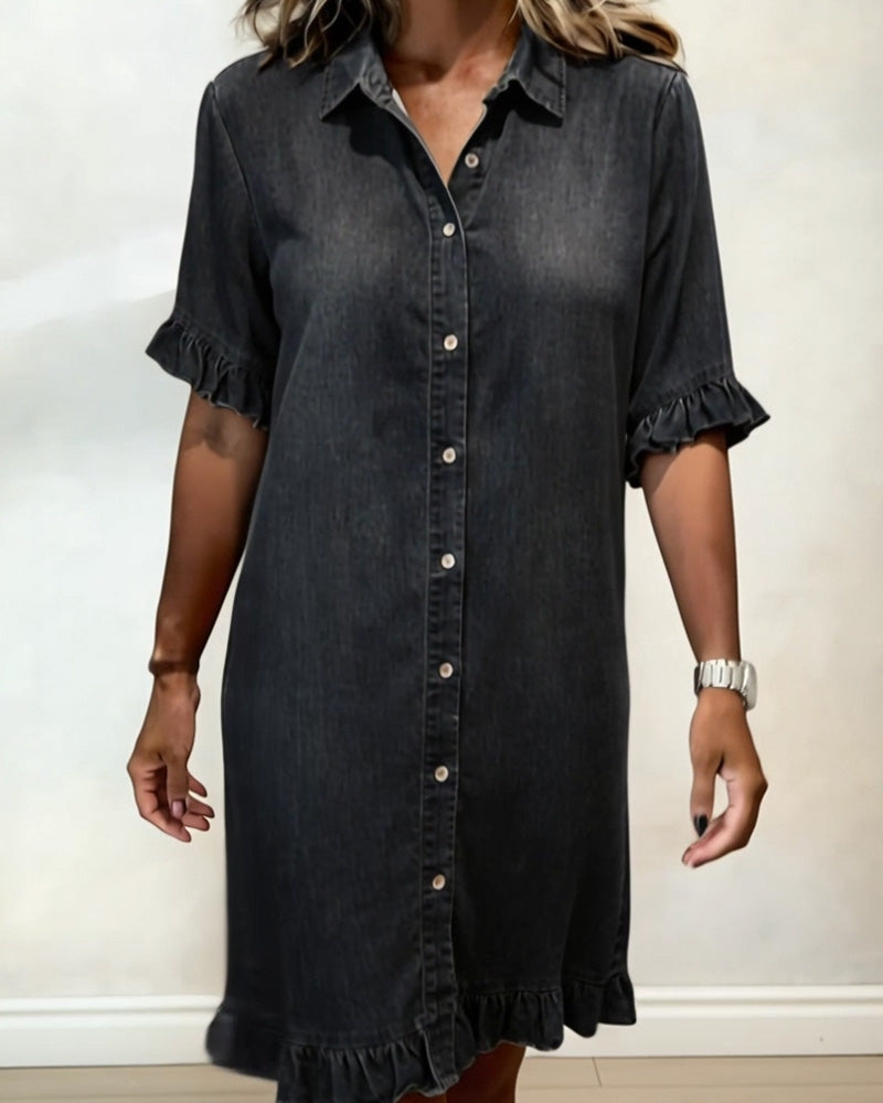 Ruched Flattering Denim Dress