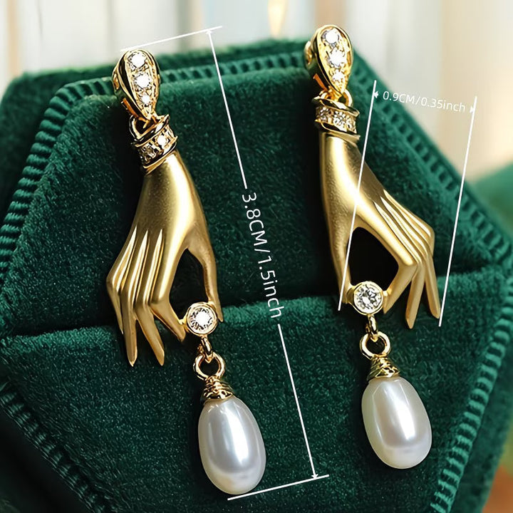 Verity | Elegant Hand Pearl Earrings