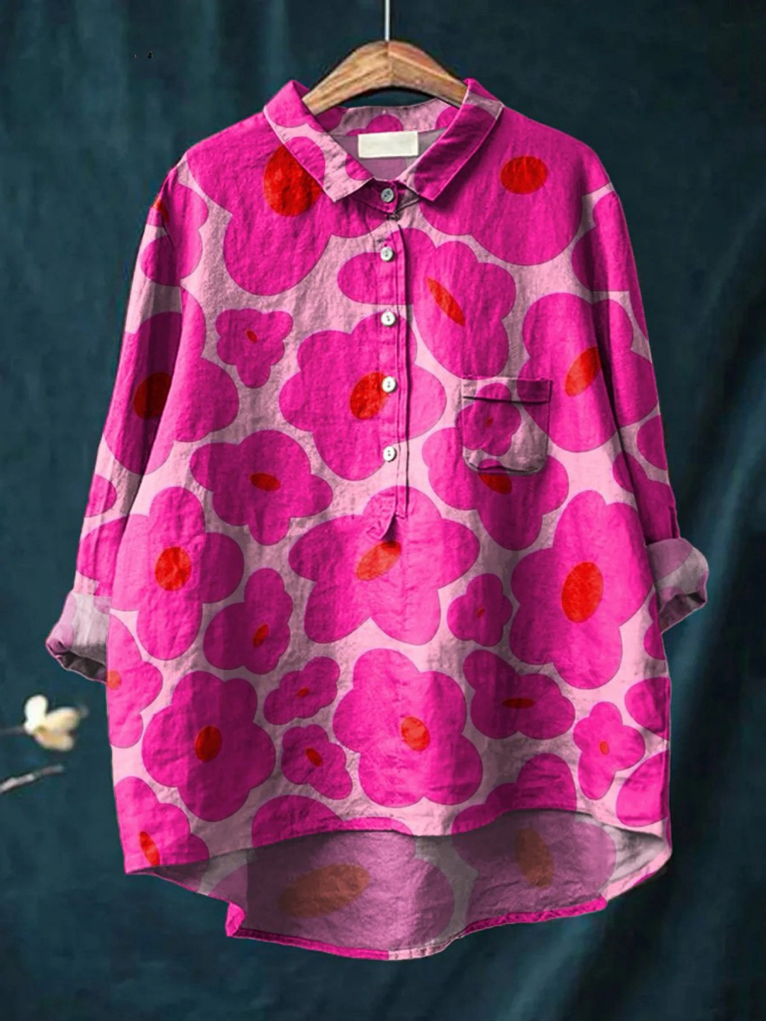 Amayah | Vibrant Pink Floral Pattern Printed Print Blouse
