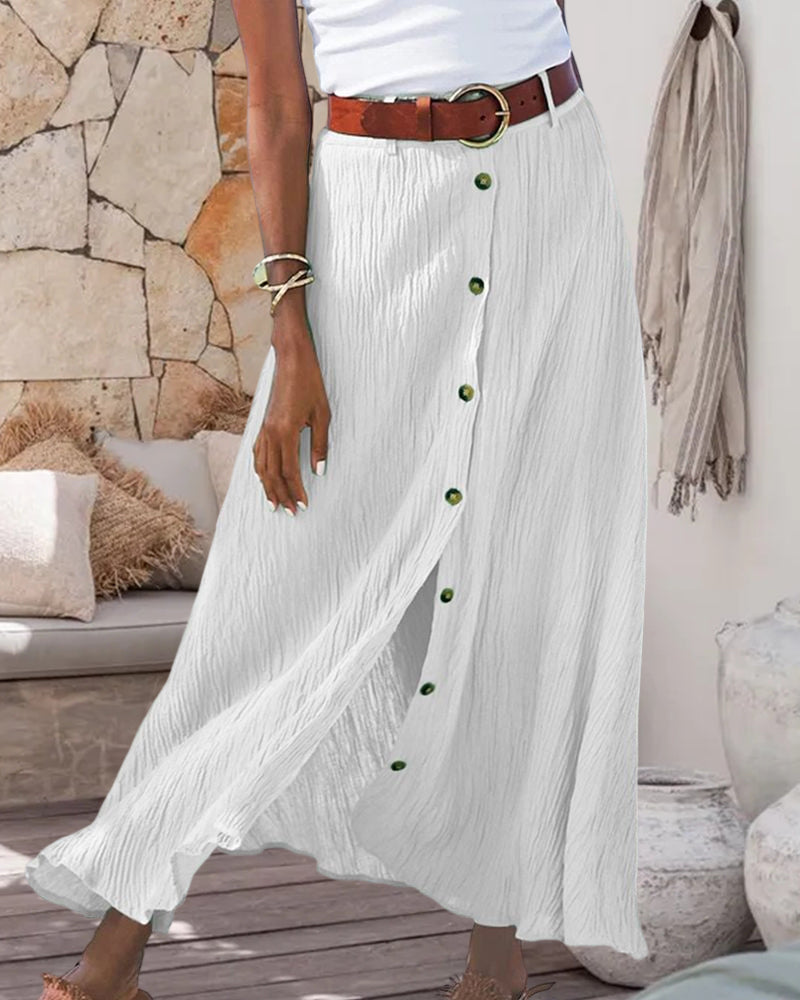 Syndy - Buttoned Flowing Skirt