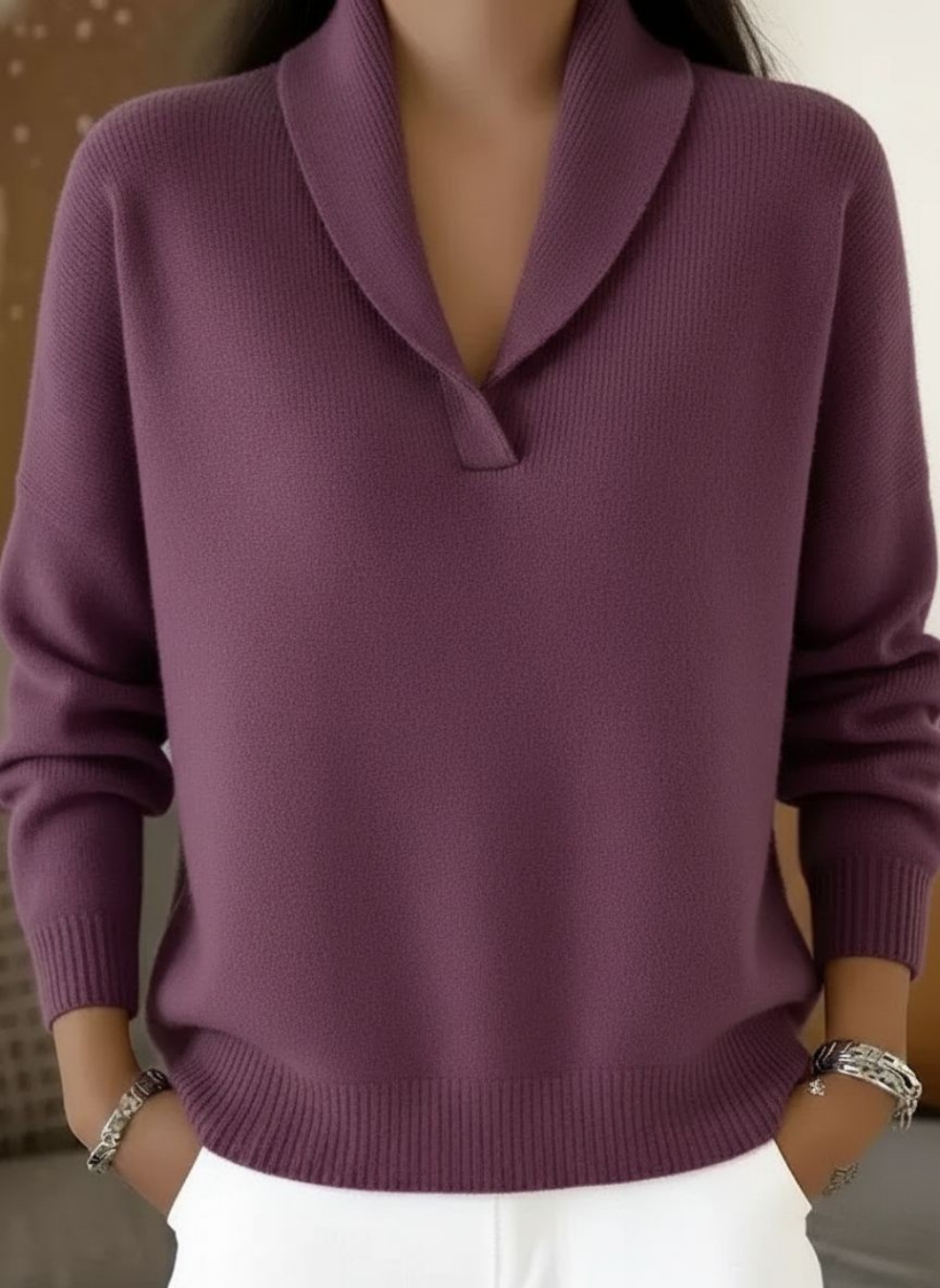 Evelyn | Elegant V-Neck Knit Jumper