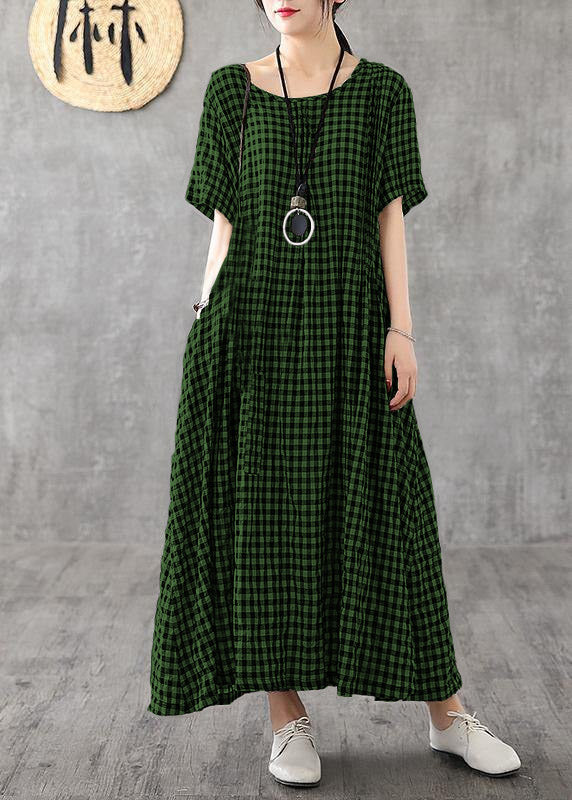 Vibrant Patchwork Linen Quilted Dresses Runway Black Checkered Dresses Summer