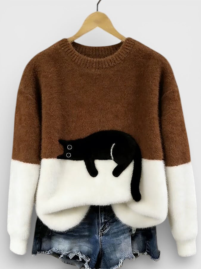 Luna Cat Print Sweater