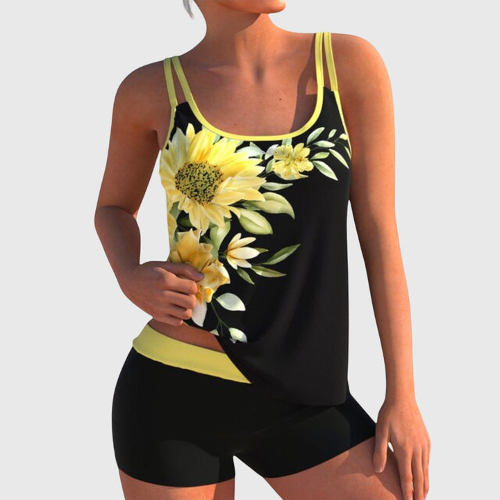Flower | Floral Tankini with Shorts, with Flat Belly Effect