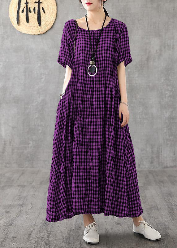 Vibrant Patchwork Linen Quilted Dresses Runway Black Checkered Dresses Summer