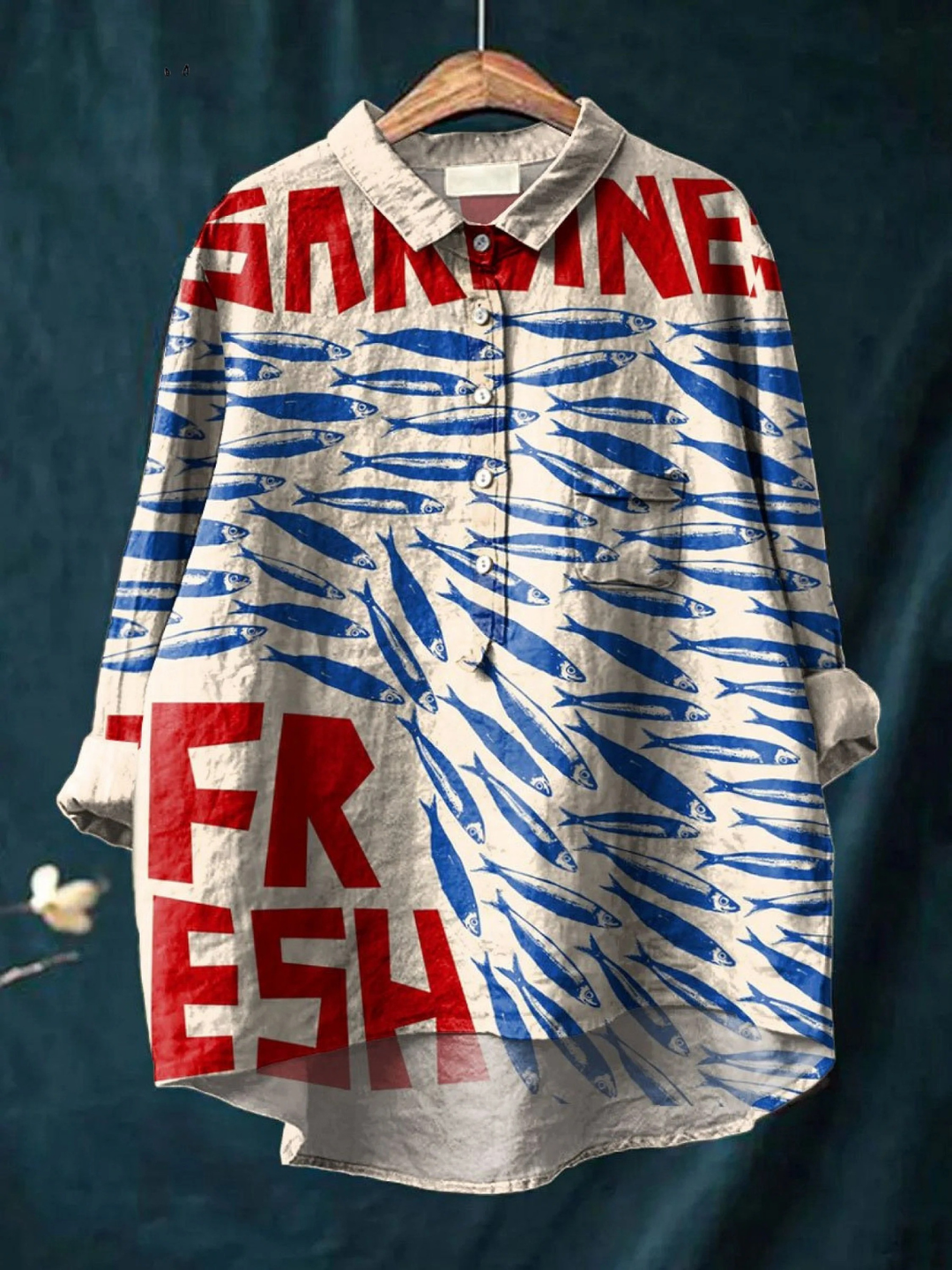 Amirah | Vintage Fish Art Print Blouse