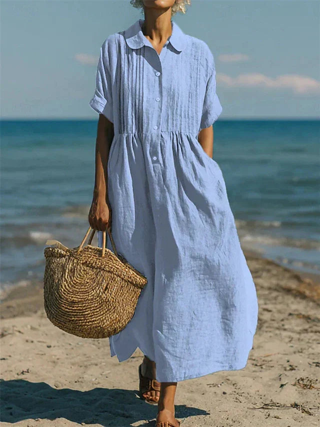 Alorie™ – Cotton Dress with Button Details