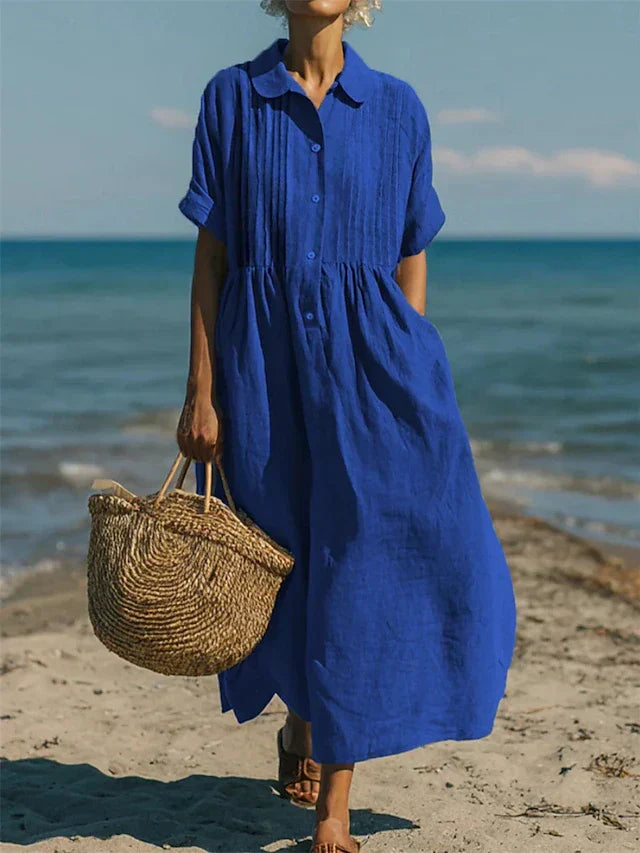 Alorie™ – Cotton Dress with Button Details