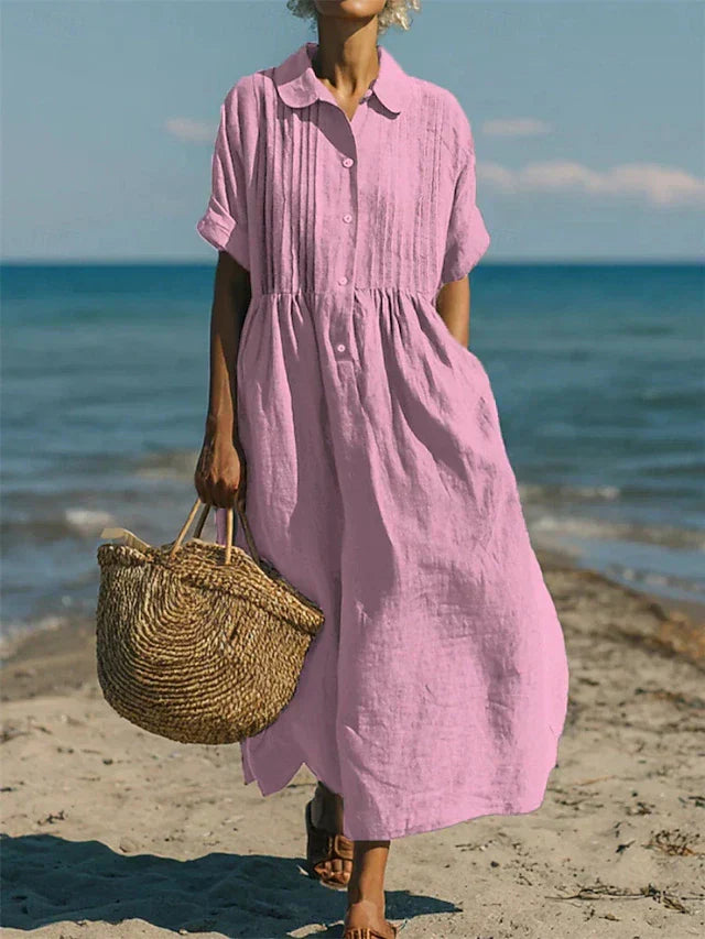 Alorie™ – Cotton Dress with Button Details