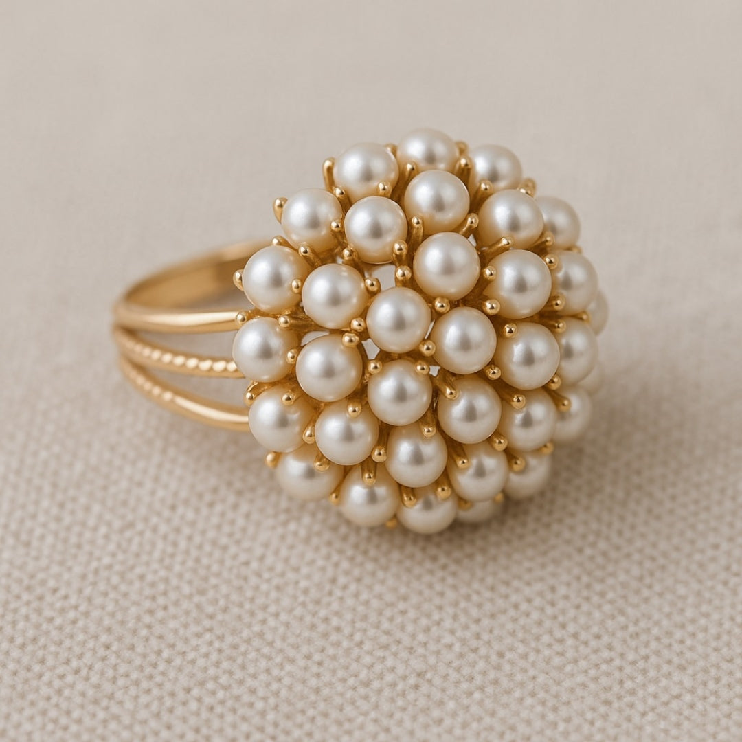 Clementine | Classic Inlay Pearl Gold Ring