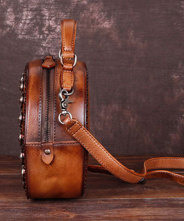 Art Brown Rivet Kalbsleder Satchel Handtasche