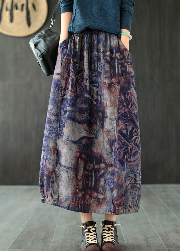 Purple High Waist Patchwork Linen Skirt