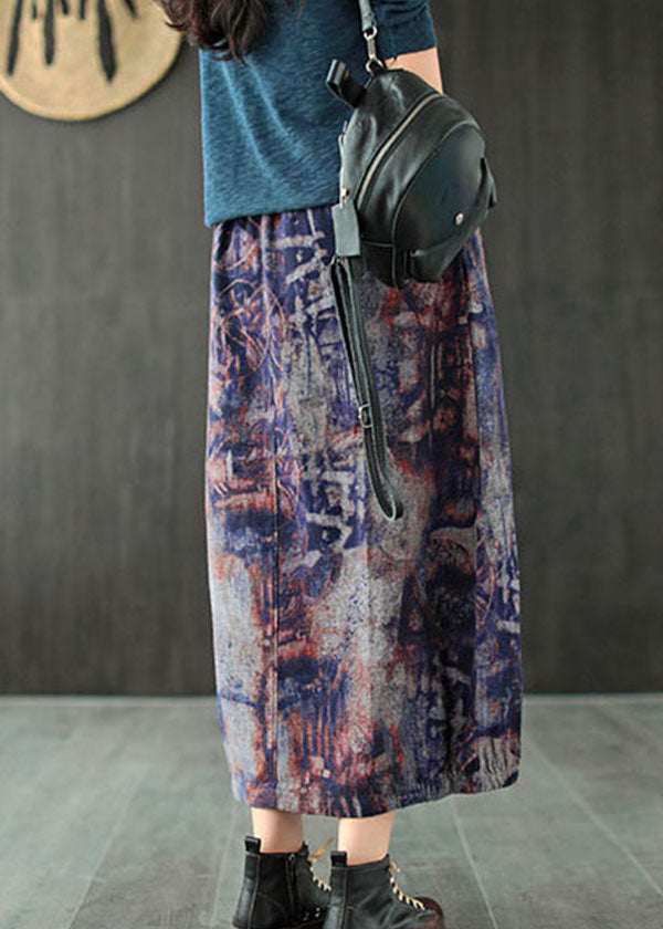 Purple High Waist Patchwork Linen Skirt
