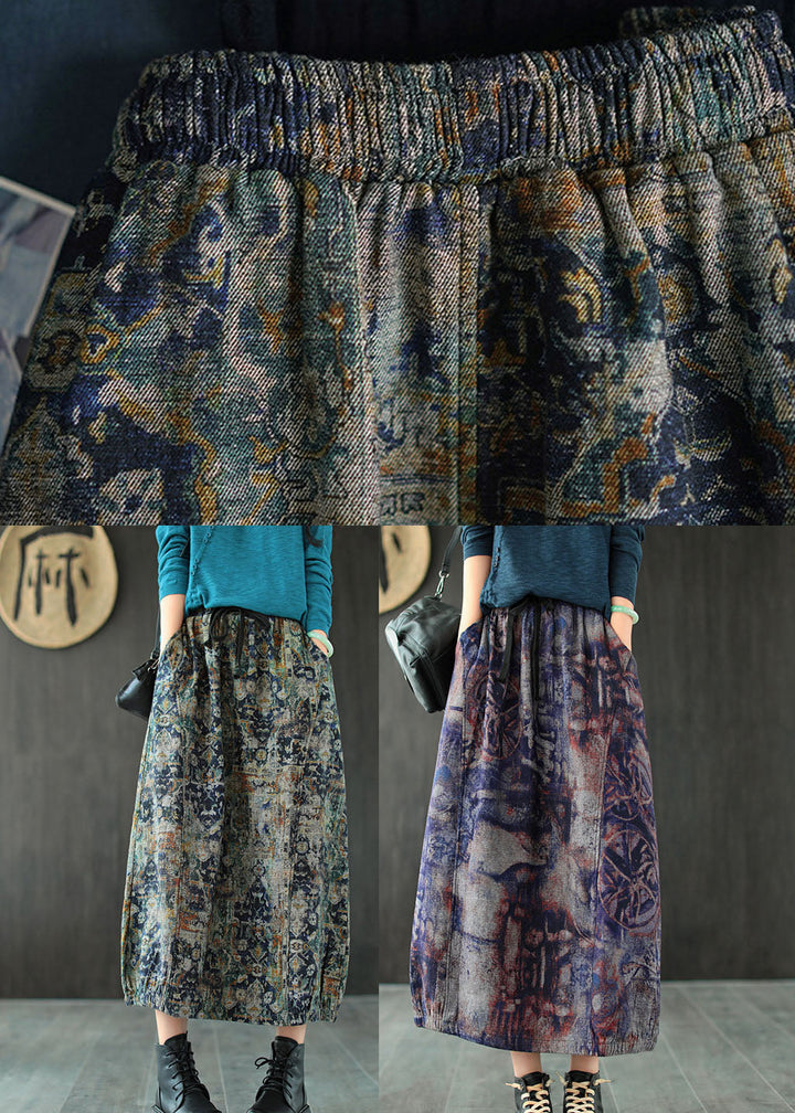 Purple High Waist Patchwork Linen Skirt