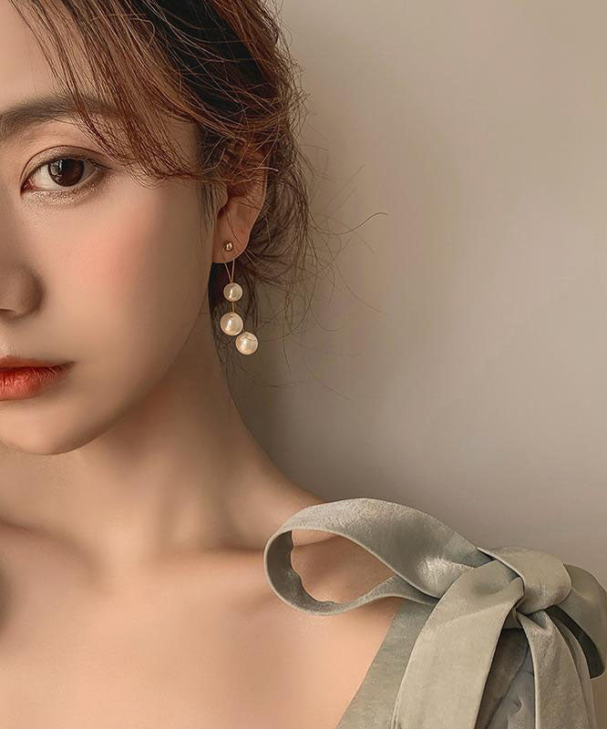 White Pearl S925 Silver Drop Earrings