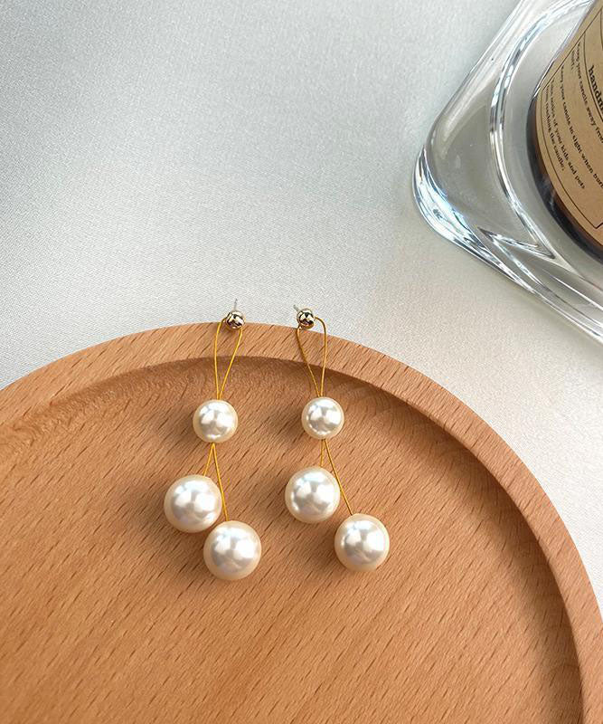 White Pearl S925 Silver Drop Earrings