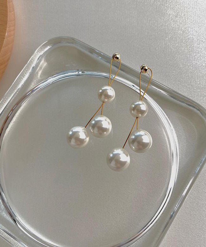 White Pearl S925 Silver Drop Earrings