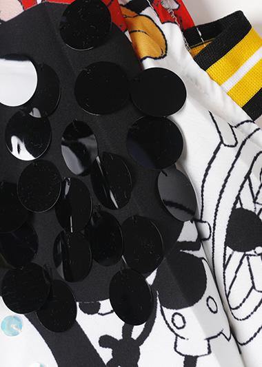 Art Off-Shoulder Cotton Blouse Work Outfits White Cartoon Print Top Summer
