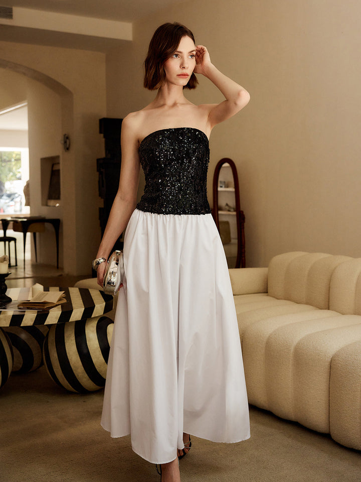 Pleated Sequins Tube Long Dress - Women's Fashion Australia | Jarah Melbourne