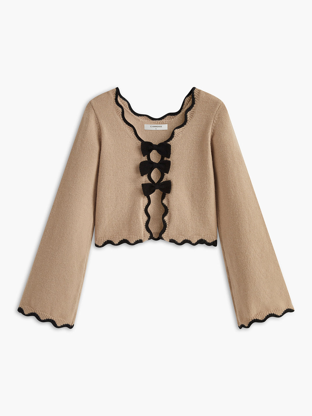 Contrast Wave Trim Bow Sweater - Women's Fashion Australia | Jarah Melbourne