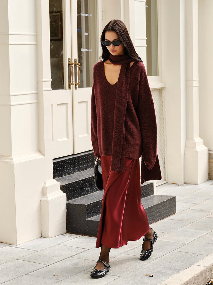 Wool-Blend Loose Sweater With Matching Scarf - Women's Fashion Australia | Jarah Melbourne