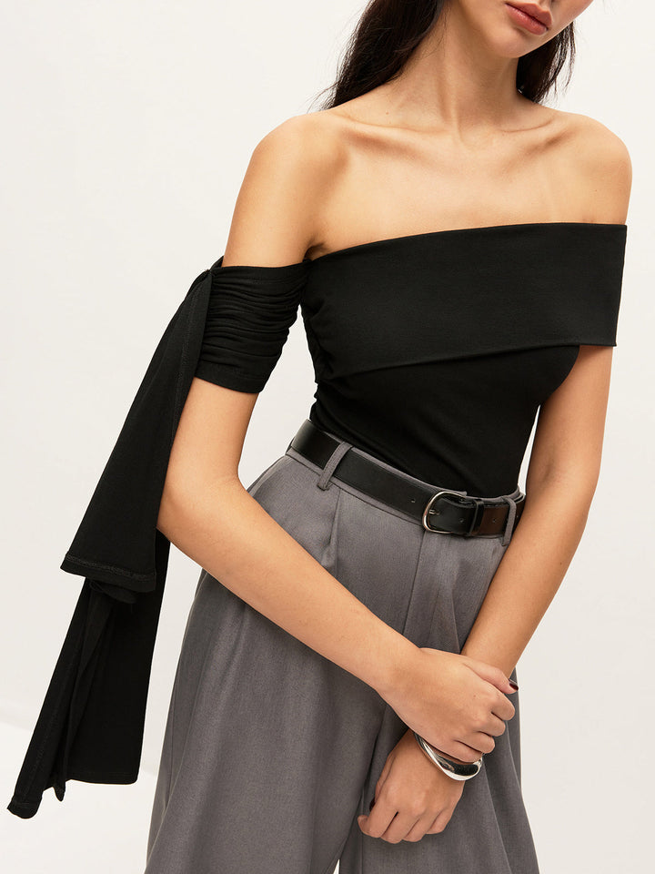 Asymmetrical Off-Shoulder Top With Side Tie - Women's Fashion Australia | Jarah Melbourne