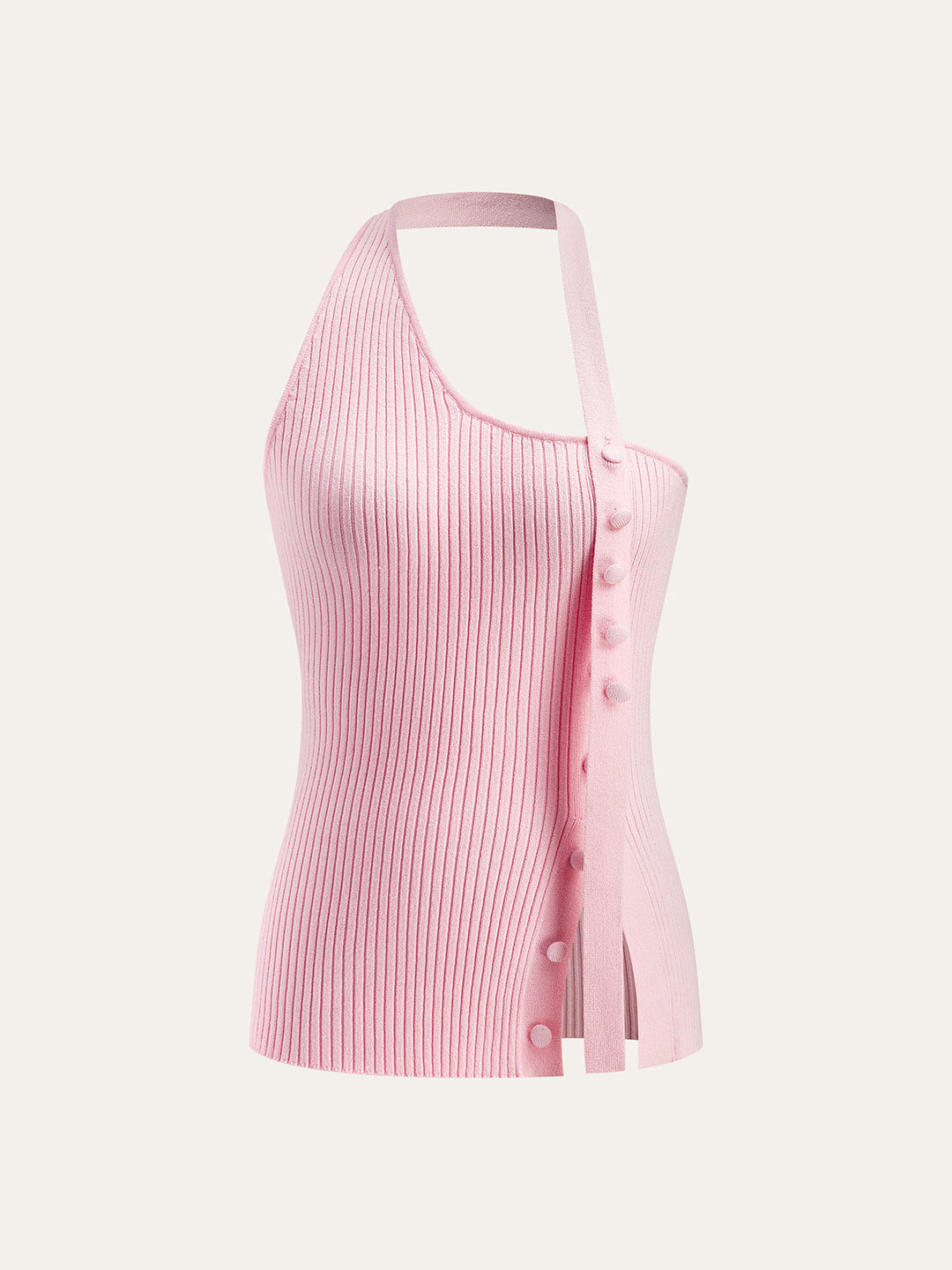 Asymmetrical Halter Button Knit Top - Women's Fashion Australia | Jarah Melbourne