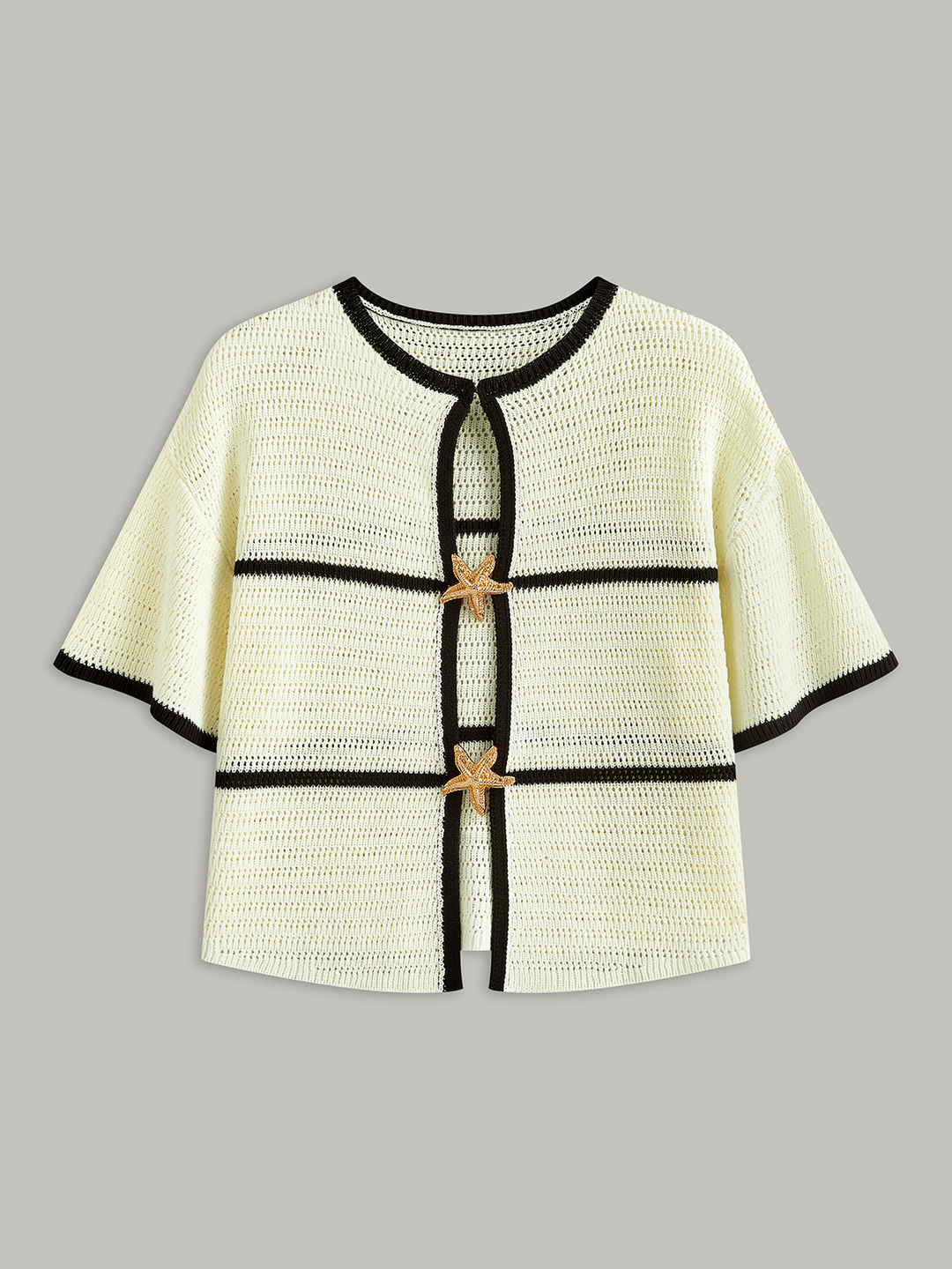 Contrast Trim Starfish Button Knitted Top - Women's Fashion Australia | Jarah Melbourne