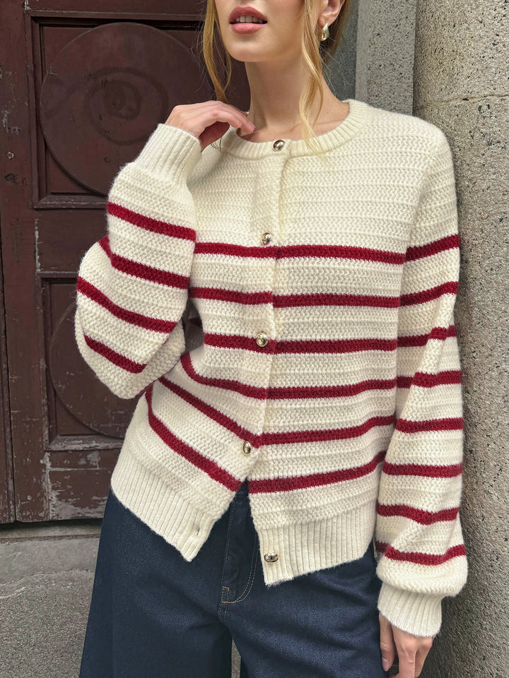 Striped Metal Button Cardigan - Women's Fashion Australia | Jarah Melbourne