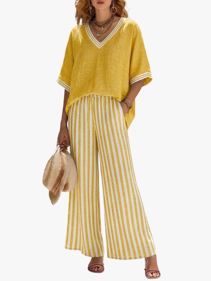 Aria | V-Neck Wide Pant Set