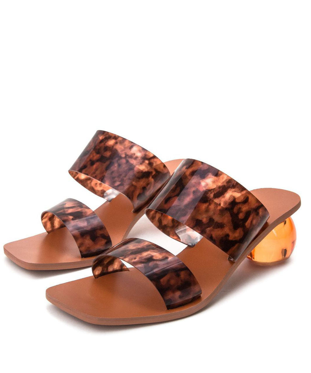 Beautiful Peep Toe Chunky Sandals with Leopard Print Made of Synthetic Leather