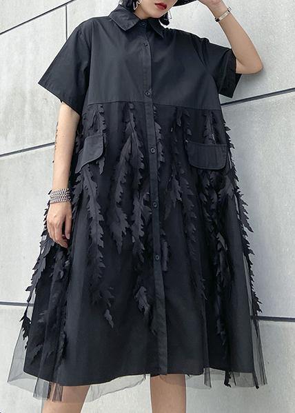 Black Reversed Tulle Cotton Dress