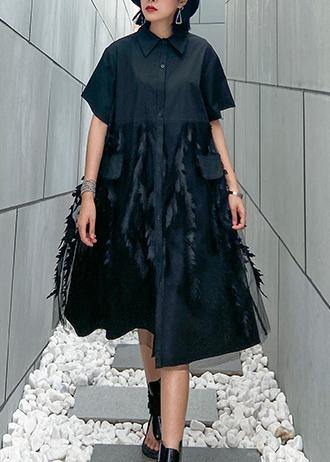 Black Reversed Tulle Cotton Dress